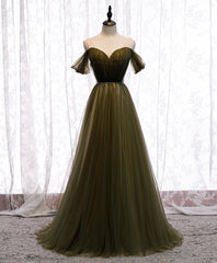 Homecomming Dress Vintage, Simple Sweetheart Tulle Off Shoulder Long Prom Dress, Aline Tulle Formal Dress