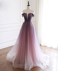 Prom Dresses Shorts, Simple Tulle Off Shoulder Long Prom Dress, Tulle Formal Dress