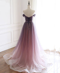 Prom Dresses Chiffon, Simple Tulle Off Shoulder Long Prom Dress, Tulle Formal Dress