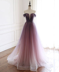 Prom Dressed Short, Simple Tulle Off Shoulder Long Prom Dress, Tulle Formal Dress