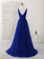 Bridesmaid Dresses Color Palettes, Simple V Neck Burgundy Tulle Long Prom Dress Burgundy Evening Dress