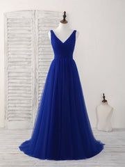 Bridesmaid Dress Color Palette, Simple V Neck Burgundy Tulle Long Prom Dress Burgundy Evening Dress