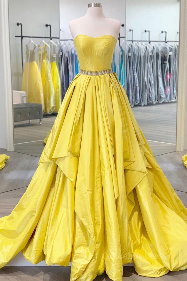 Prom Dress For Sale, Simple yellow satin long prom dress yellow evening dress
