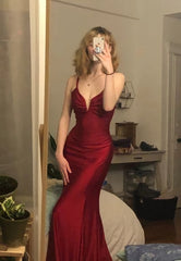 Debutant Dress, Spaghetti Straps Mermaid Long Prom Dress