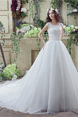 Wedding Dresses Brides, Strapless Appliques Lace Train Wedding Dresses With Crystals