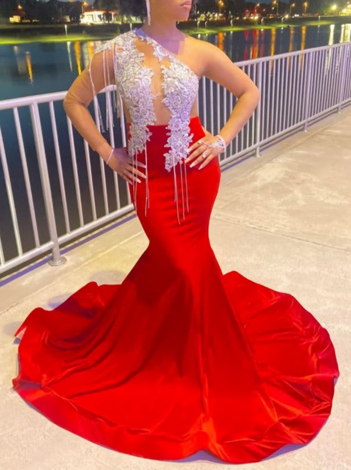 Formal Dress For Winter, Stunning and Elegant Princess Party Wear Gown Red Prom Dresses