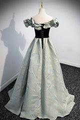 Prom Dress Gowns, Stylish Satin Long A-Line Prom Dress, Off the Shoulder Evening Party Dress