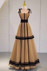 Homecoming Dress Classy Elegant, Stylish Tulle Long A-Line Prom Dress, Unique Spaghetti Strap Evening Dress