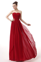 Party Dresses And Jumpsuits, Sweetheart A-line Ruched Chiffon Long Prom Dresses