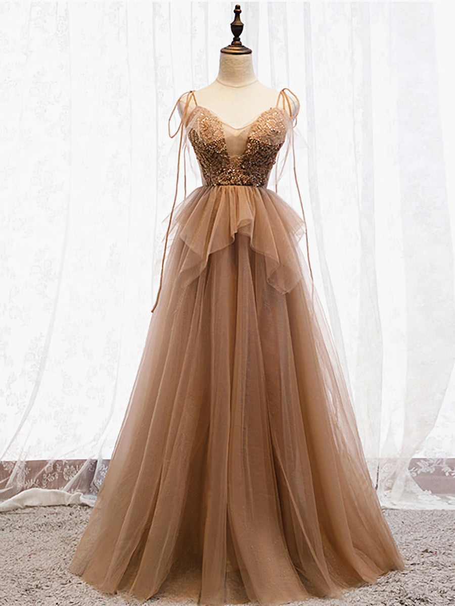 Plu Size Prom Dress, Sweetheart Neck Floor Length Champagne Lace Prom Dresses, Champagne Lace Formal Dresses