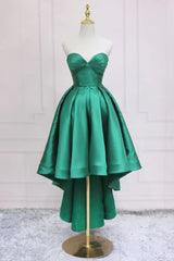 Black Long Dress, Sweetheart Neck Green High Low Prom Dresses, Green High Low Graduation Homecoming Dresses