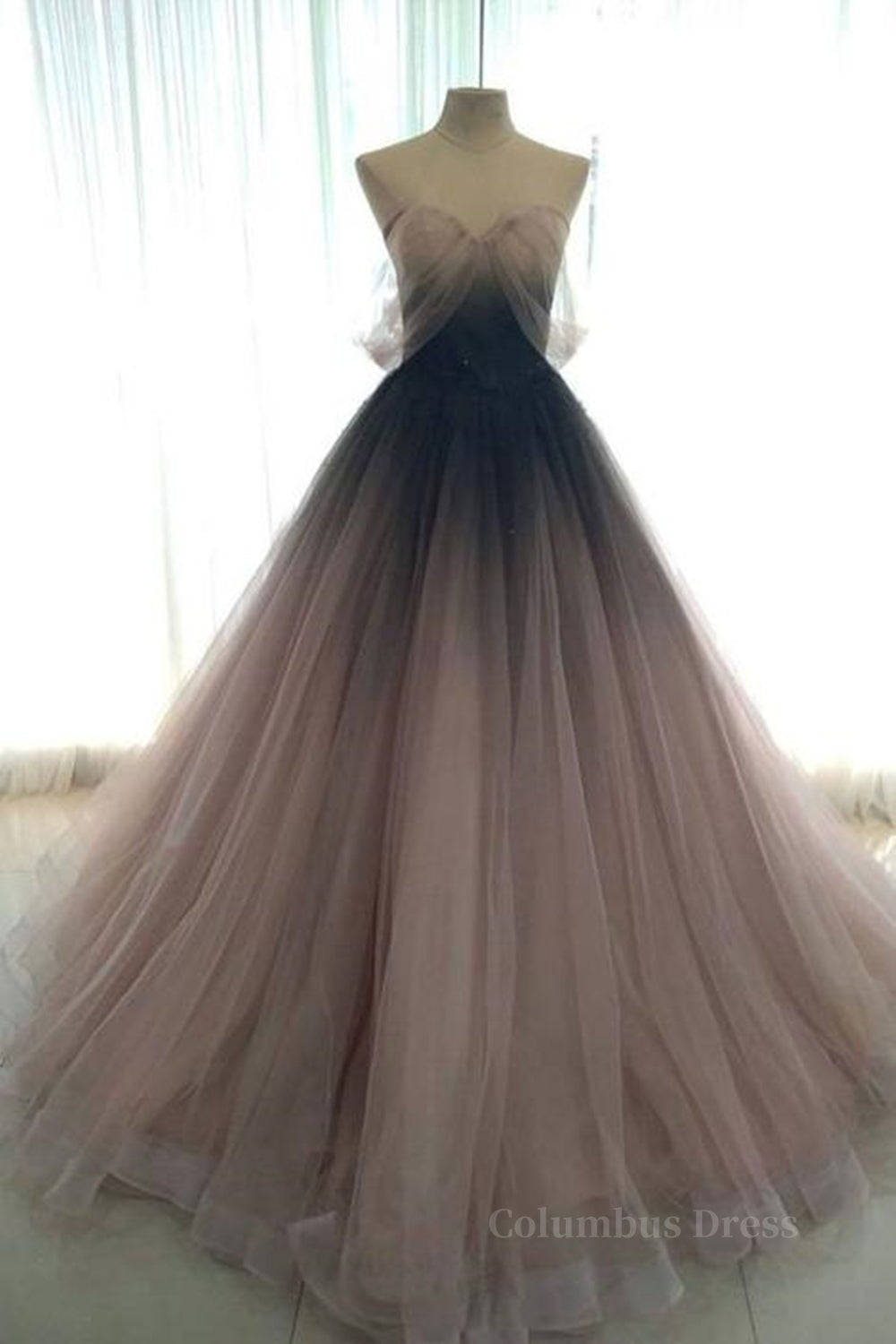 Evening Dresses Designer, Sweetheart Neck Open Back Ombre Long Prom Dress, Ombre Formal Evening Dress