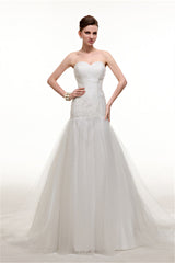 Wedding Dress Fitting, Sweetheart Off The Shoulder Pleated Mermaid Simple Wedding Dresses