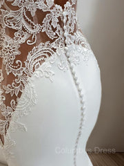 Wedding Dress 2031, Trumpet/Mermaid Bateau Chapel Train Stretch Crepe Wedding Dresses