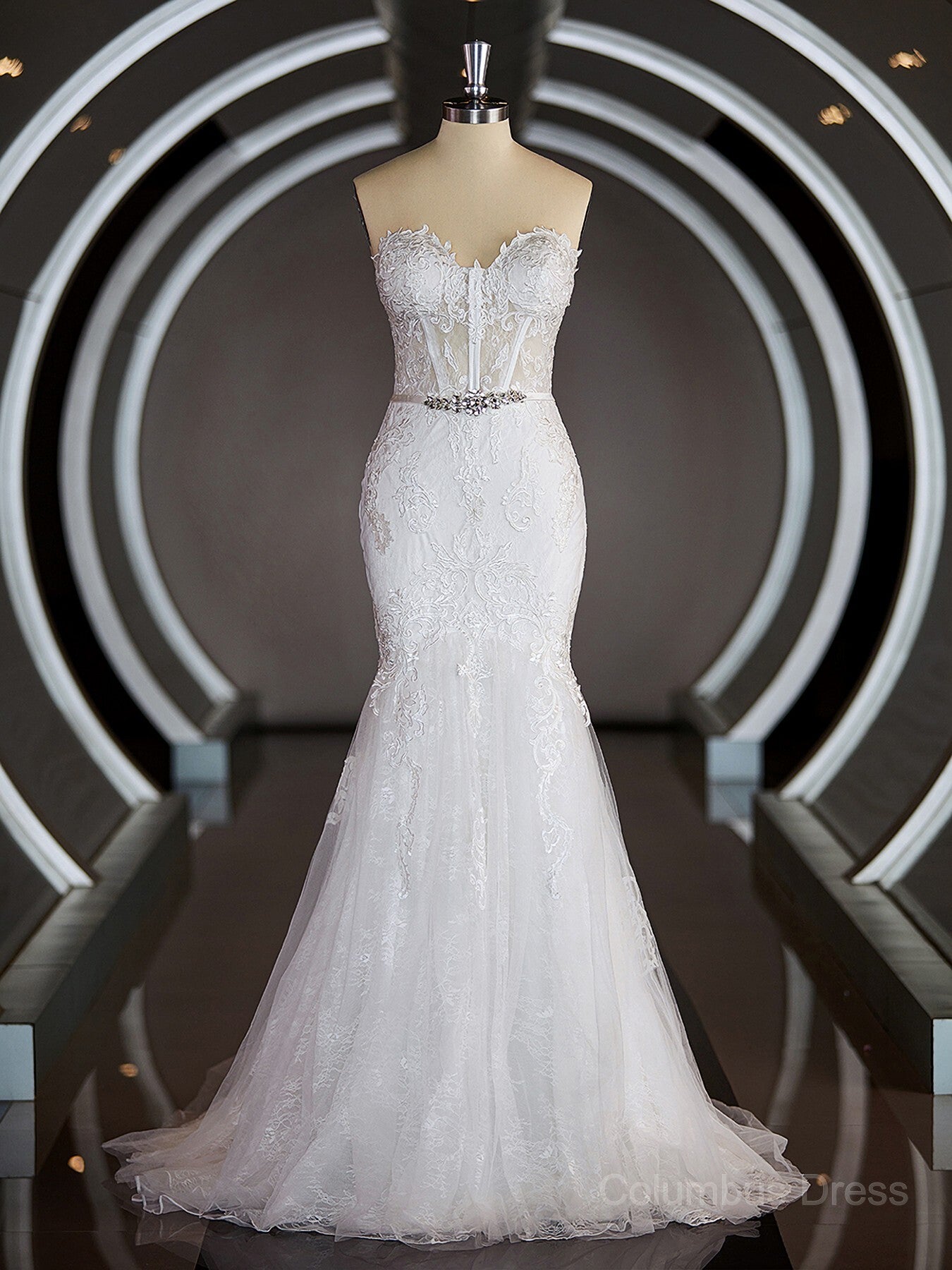 Wedding Dress Fall, Trumpet/Mermaid Sweetheart Court Train Tulle Wedding Dresses with Appliques Lace