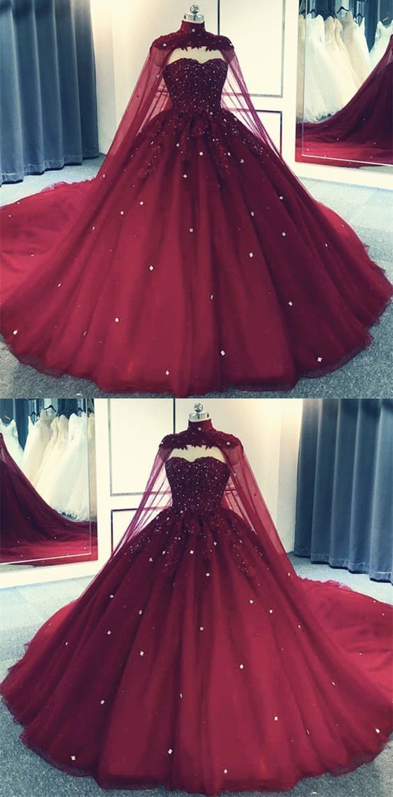 Party Dress For Babies, Tulle Ball Gown Prom Dress With Cape