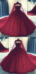 Party Dress For Babies, Tulle Ball Gown Prom Dress With Cape