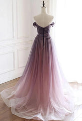 Formal Dresses Online, Tulle Gradient Long Formal Gown, A-line Floor Length Party Dress