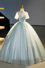 Bridesmaid Dress Style Long, Tulle Long A-Line Prom Dress, Gray Green  Formal Dress Sweet 16 dress