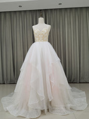 Bridesmaid Dresses Strapless, Unique Sweetheart Neck Tulle Long Prom Dresses, Tulle Graduation With Beading Sequin