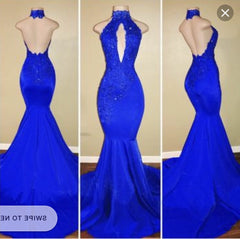 Bridesmaid Dresses Color, 2024 Halter Blue Mermaid Prom Dresses