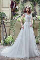 Wedding Dress Hire, V-Neck A-Line Wedding Dresses