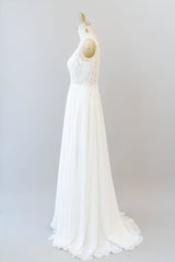 Wedding Dress With Sleeved, V-neck Appliques Chiffon A-line Wedding Dress