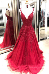 Formal Dress Stores Near Me, V Neck Backless Burgundy Lace Long Prom Dresses, Burgundy Lace Formal Graduation Evening Dresses