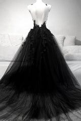 Dress Ideas, V Neck Black Lace Prom Dresses, Black V Neck Lace Formal Graduation Dresses
