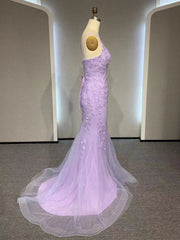Party Dress Teens, V Neck Mermaid Purple Lace Prom Dresses, V Neck Mermaid Purple Lace Formal Evening Dresses