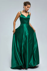 Formal Dress On Sale, V-Neck Spaghetti Strap with Pocket Side Slit Special Long Prom Dresses