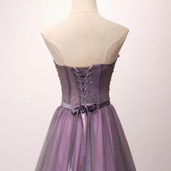 Homecoming Dresses Blues, Pruple Tulle Sweetheart Neck Long Prom Dress, Evening Dress