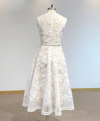 Homecoming Dresses Chiffon, White High Neck Tulle Lace Prom Dress, Lace Formal Party Dress