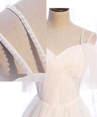 Mafia Dress, White Sweetheart Tulle Long Prom Dress, White Bridesmaid Dress