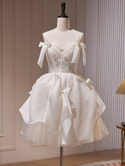 Prom Dress Trends For The Season, White Tulle Lace Short Prom Dress, White Short Formal Dress