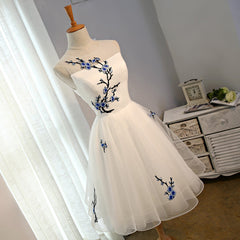 Prom Dresses Sale, White Tulle Lovely Graduation Dress , Cute Knee Length Party Dress