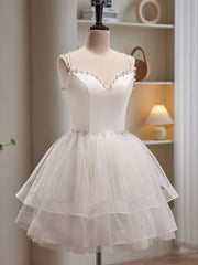 Prom Dresses2033, White Tulle Short Prom Dresses, Cute White Puffy Homecoming Dresses