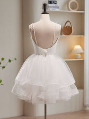 Prom Dresse 2033, White Tulle Short Prom Dresses, Cute White Puffy Homecoming Dresses