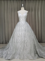 Bridesmaid Dress Convertible, White V Neck Sequin Tulle Long Prom Dress White Tulle Evening Dress
