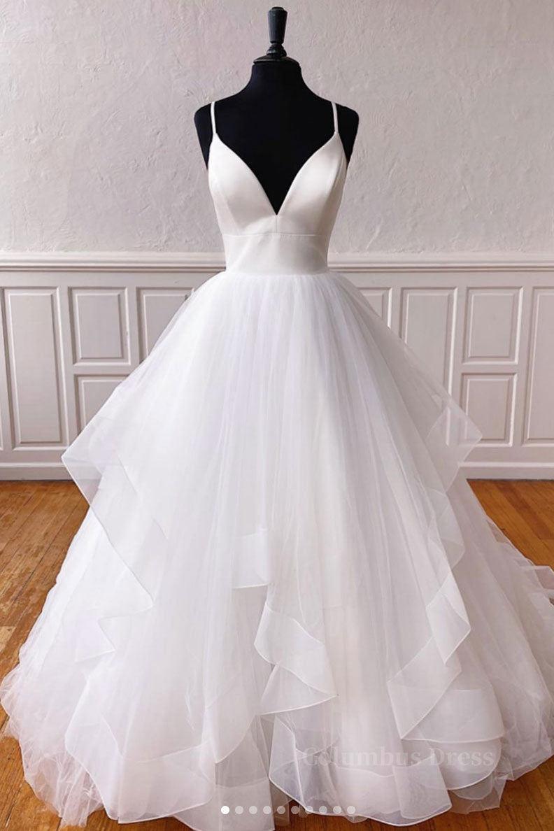 Homecoming Dress Green, White v neck tulle long prom dress white tulle evening dress