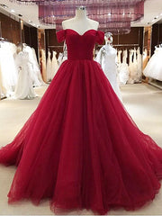 Prom Dress Design, Wine Red Off Shoulder Sweetheart Long Formal Gown, Red Party Dress