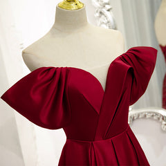 Prom Dress Trends For The Season, Wine Red Satin A-line Floor Length Party Dresses, Burgundy Long Formal Dresses