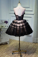 Bridesmaid Dress Fall Colors, Black Layers Tulle Short Prom Dress, A-Line Homecoming Party Dress