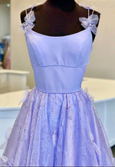 Prom Dress Long, Purple Tulle Long A-Line Prom Dresses, Pink Evening Dresses