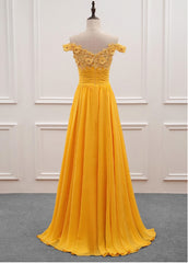 Formal Dresses Long Elegant, Yellow Off Shoulder Long Party Dress, Sweetheart Formal Dress