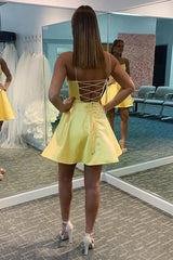 Yellow Simple A Line Homecoming Dress