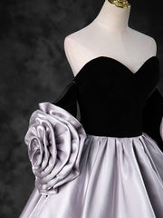 Bridesmaids Dresses Websites, Black Sweetheart Neck Velvet Floor Length Formal Dress, Detachable off Shoulder Chic Party Dress