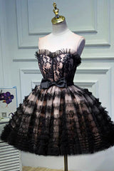 Bridesmaids Dresses Fall Colors, Black Layers Tulle Short Prom Dress, A-Line Homecoming Party Dress